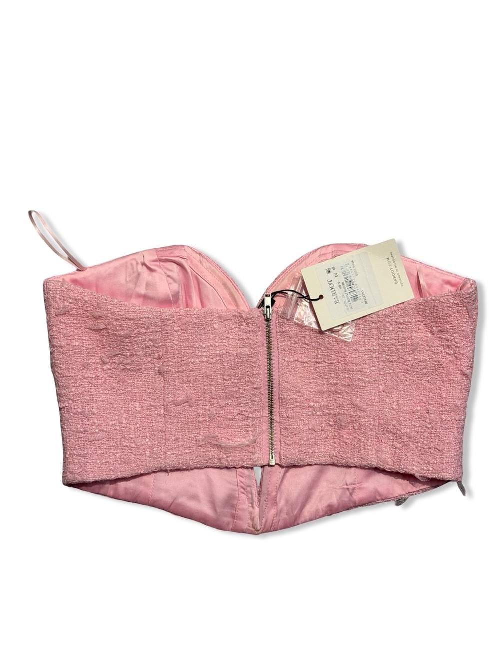Bardot Eleni Bustier Soft Pink Strapless Cutout Crop Top Revolve 6 - Picture 6 of 9